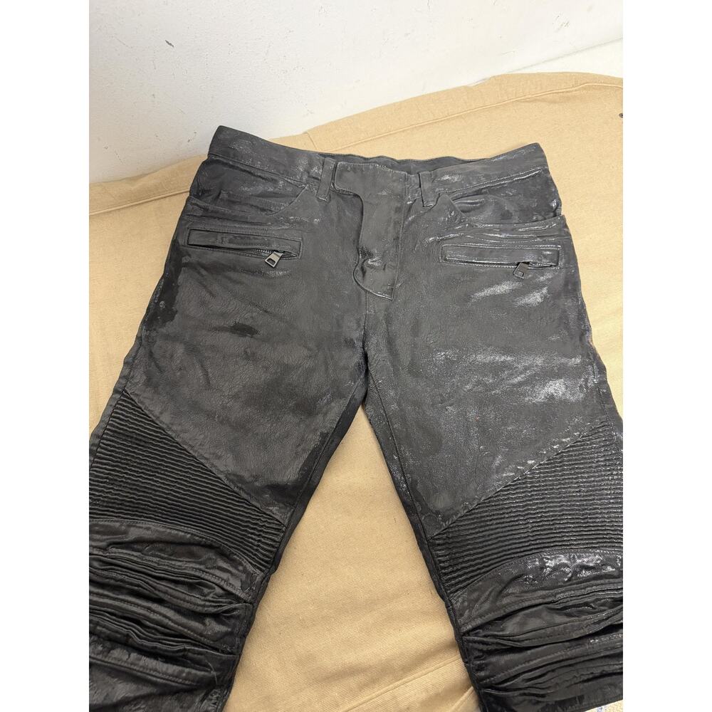 Balmain Jeans Mens SIZE 30 Black Biker Skinny Moto Ankle Zip BALURT Denim